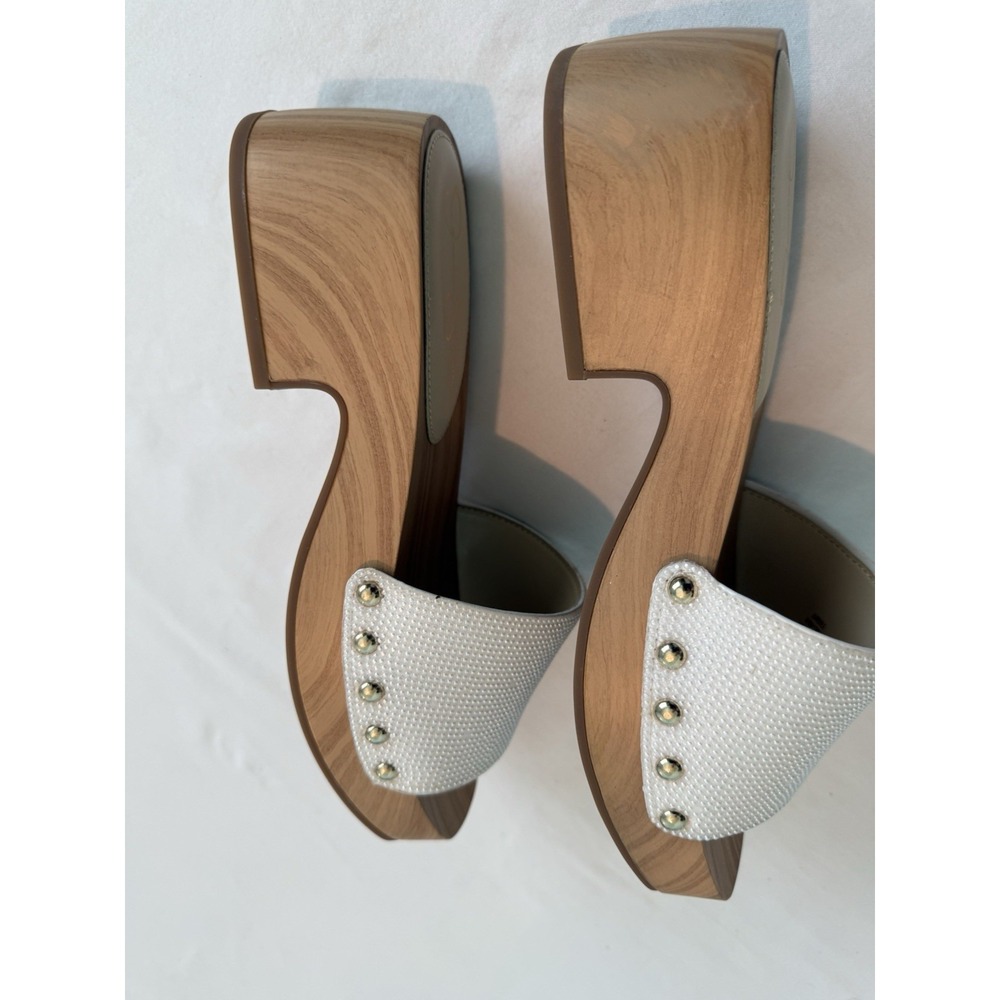 Women JessicaSimpson Shoe8m White Slipon With Chunky Hill Wedge Sole For Comfort - Picture 6 of 7